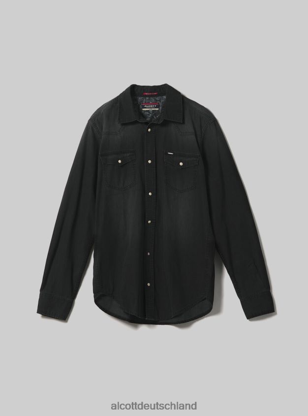 Kleidung de Alcott Männer Jeanshemd Schwarz 88J68R1163