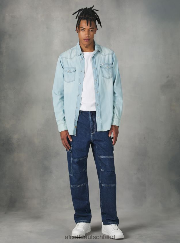 Kleidung de Alcott Männer Jeanshemd Schwarz 88J68R751