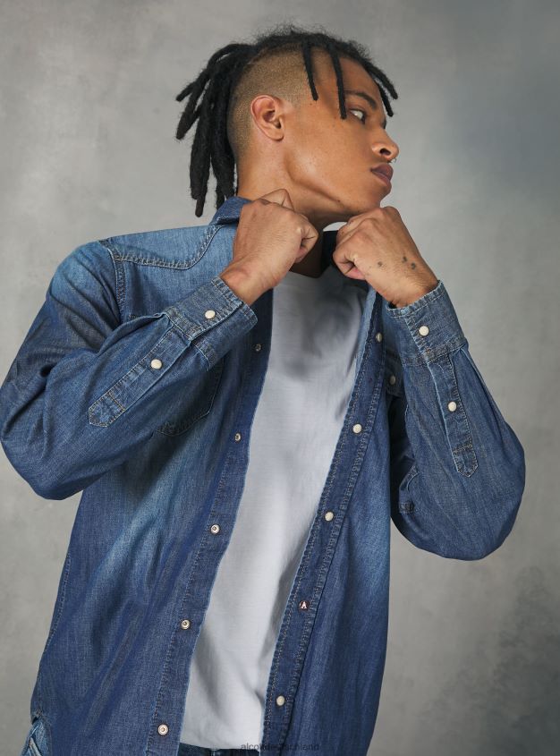 Kleidung de Alcott Männer Jeanshemd Schwarz 88J68R887