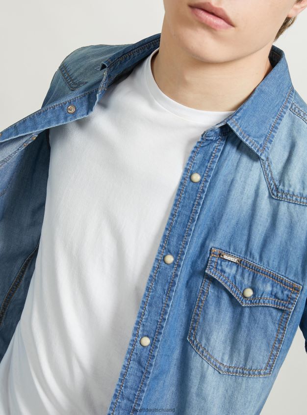 Kleidung de Alcott Männer Kurzarm-Jeanshemd d006 azurblau 88J68R700