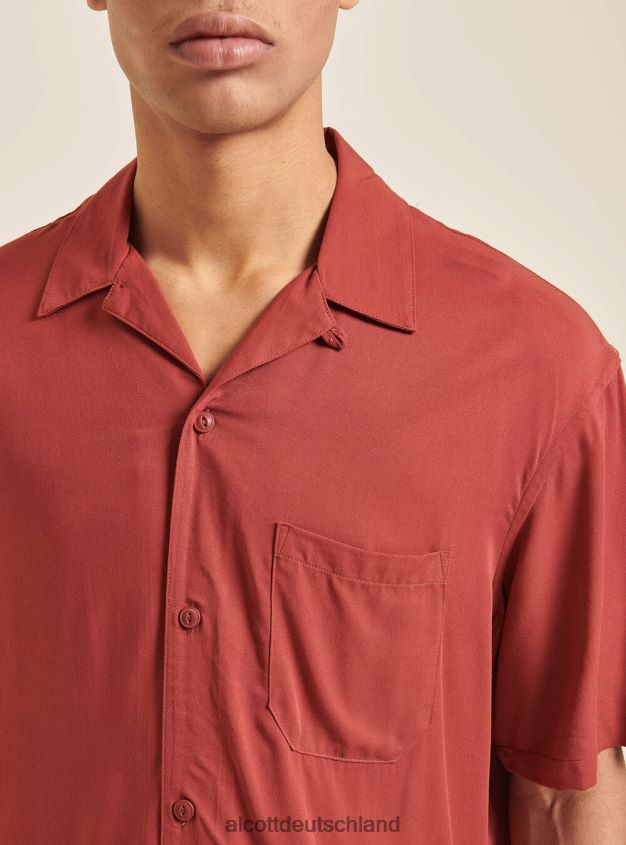 Kleidung de Alcott Männer Kurzarmhemd mit Bowlingkragen c322 bordeaux 88J68R973