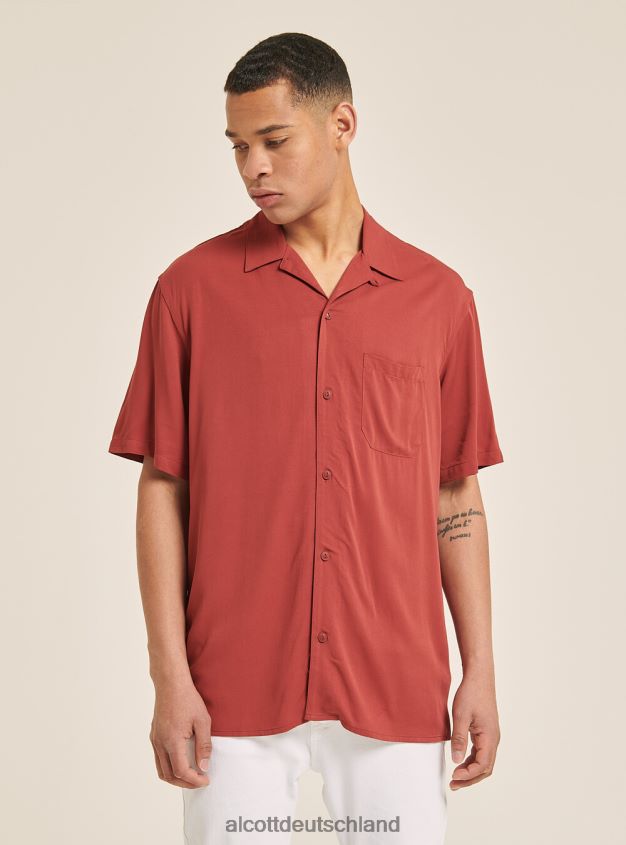 Kleidung de Alcott Männer Kurzarmhemd mit Bowlingkragen c322 bordeaux 88J68R973