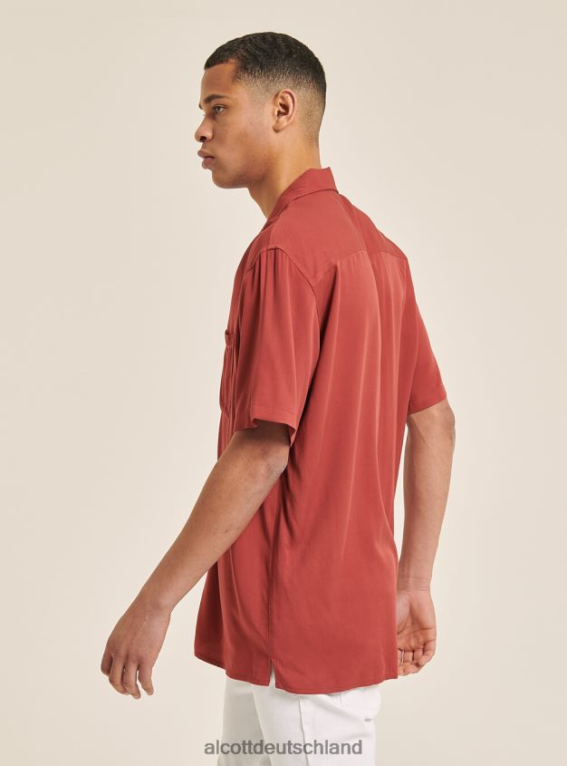 Kleidung de Alcott Männer Kurzarmhemd mit Bowlingkragen c322 bordeaux 88J68R973