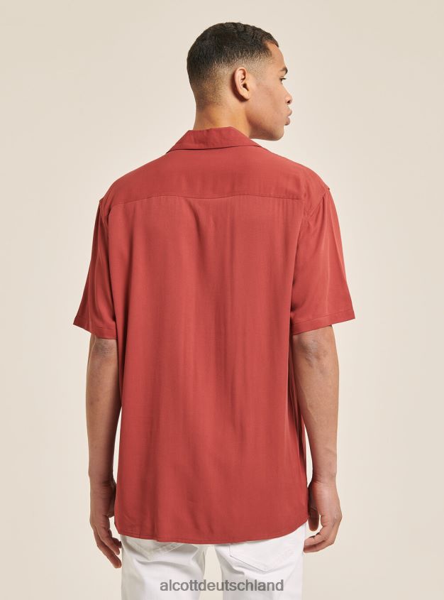 Kleidung de Alcott Männer Kurzarmhemd mit Bowlingkragen c322 bordeaux 88J68R973
