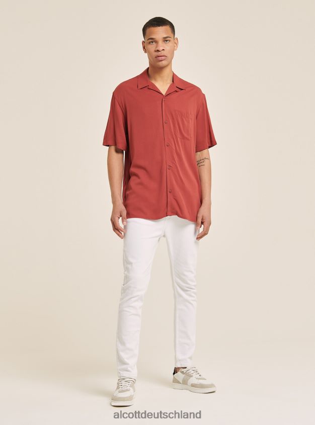 Kleidung de Alcott Männer Kurzarmhemd mit Bowlingkragen c322 bordeaux 88J68R973