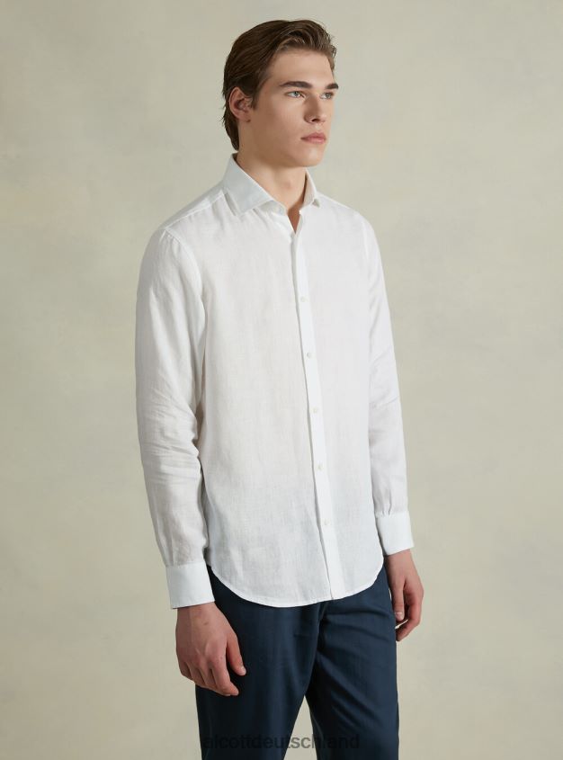 Kleidung de Alcott Männer Langärmliges Hemd aus reinem Leinen az3 azurblaues Licht 88J68R707