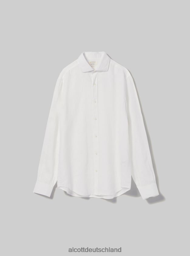 Kleidung de Alcott Männer Langärmliges Hemd aus reinem Leinen az3 azurblaues Licht 88J68R707