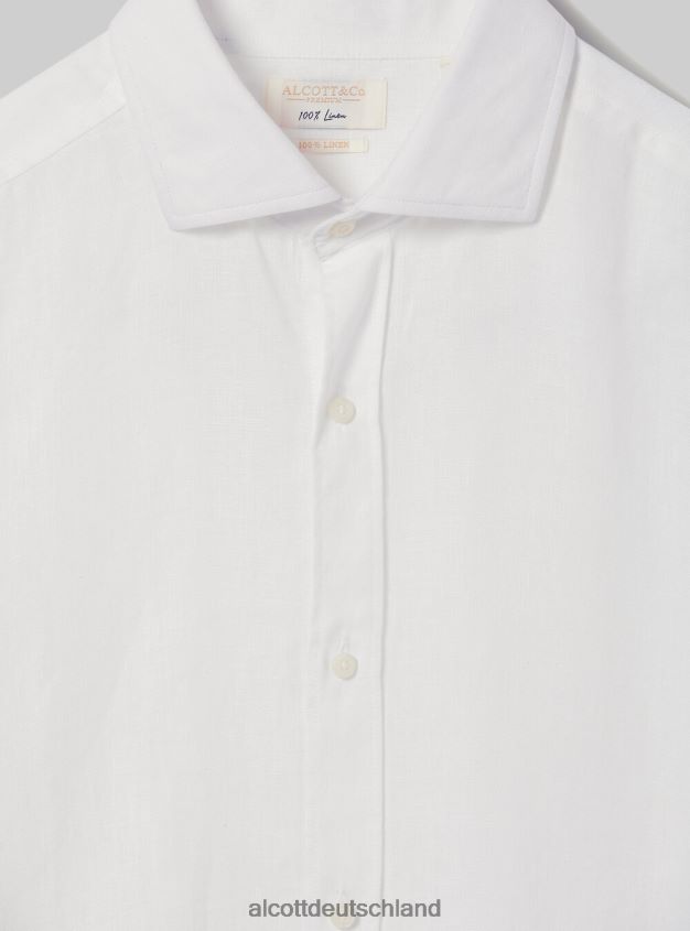 Kleidung de Alcott Männer Langärmliges Hemd aus reinem Leinen az3 azurblaues Licht 88J68R707