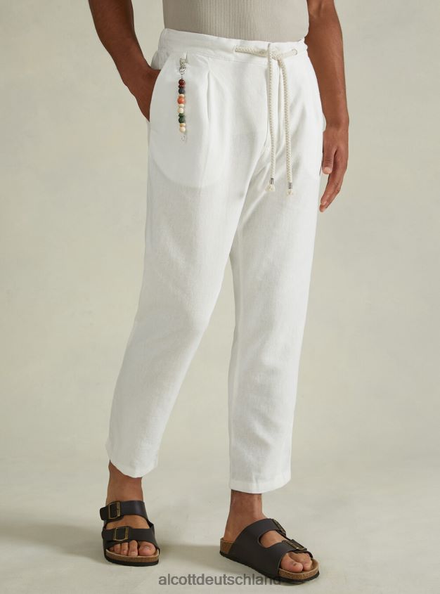 Kleidung de Alcott Männer Hose aus Leinenmischung mit Kordelzug in der Taille bg2 beige mittel 88J68R611