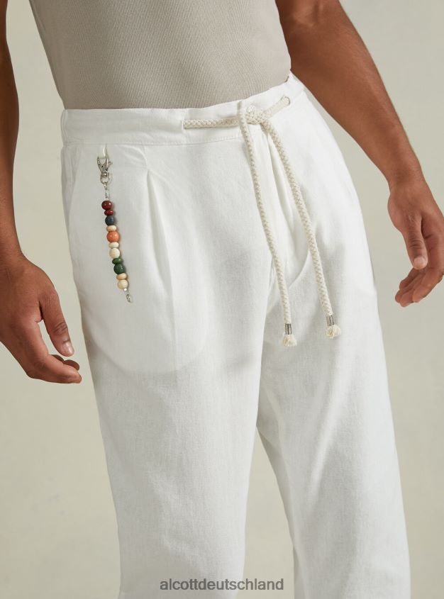 Kleidung de Alcott Männer Hose aus Leinenmischung mit Kordelzug in der Taille bg2 beige mittel 88J68R611