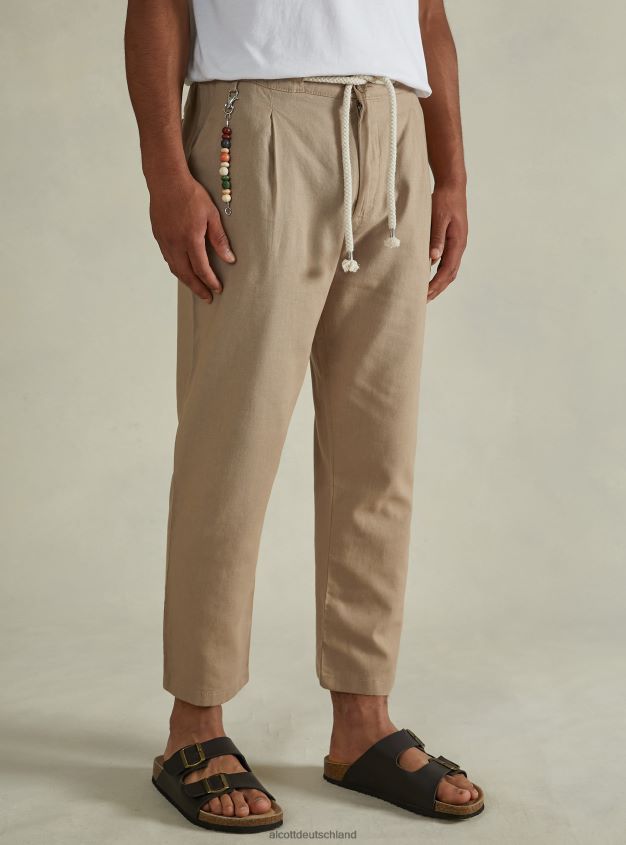 Kleidung de Alcott Männer Hose aus Leinenmischung mit Kordelzug in der Taille bg2 beige mittel 88J68R614