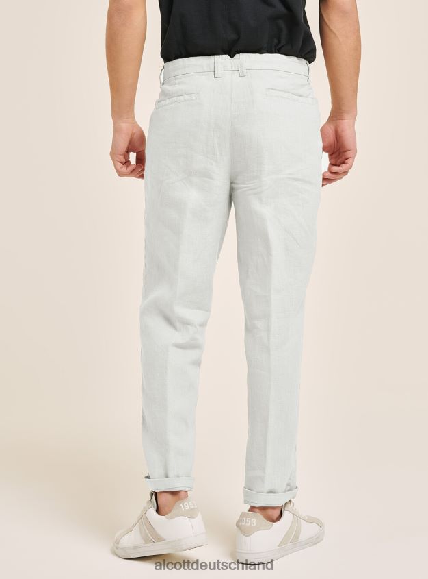 Kleidung de Alcott Männer Hose aus reinem Leinen mit Bundfalten c6603 kaky 88J68R784