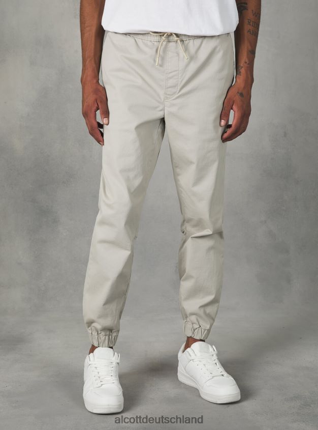 Kleidung de Alcott Männer Jogginghose aus Baumwolle mit elastischem Band und Kordelzug ky2 kaky mittel 88J68R979