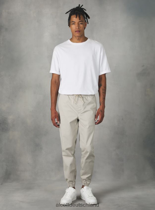 Kleidung de Alcott Männer Jogginghose aus Baumwolle mit elastischem Band und Kordelzug ky2 kaky mittel 88J68R979