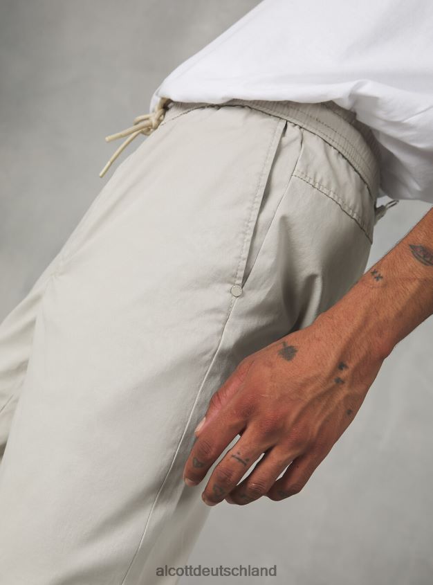 Kleidung de Alcott Männer Jogginghose aus Baumwolle mit elastischem Band und Kordelzug ky2 kaky mittel 88J68R979