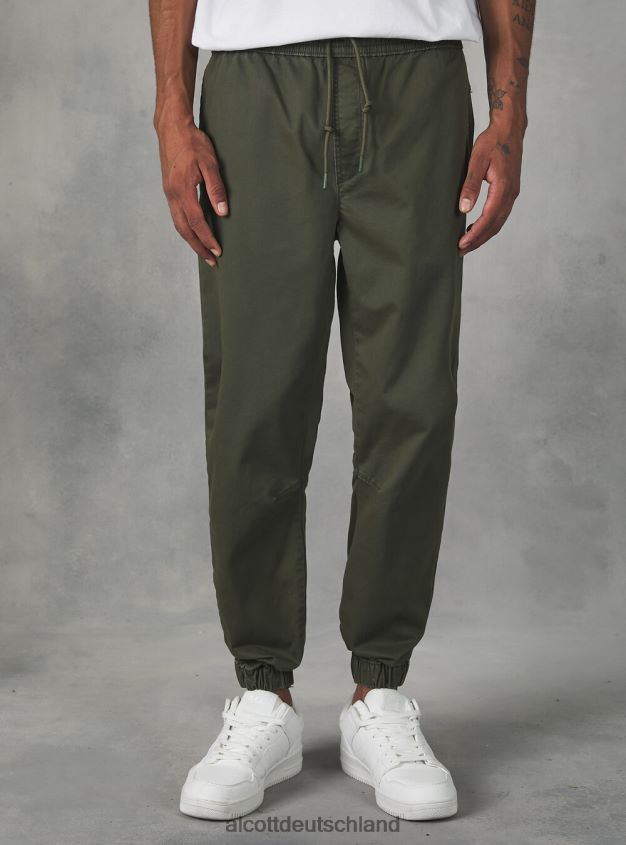 Kleidung de Alcott Männer Jogginghose aus Baumwolle mit elastischem Band und Kordelzug ky2 kaky mittel 88J68R997