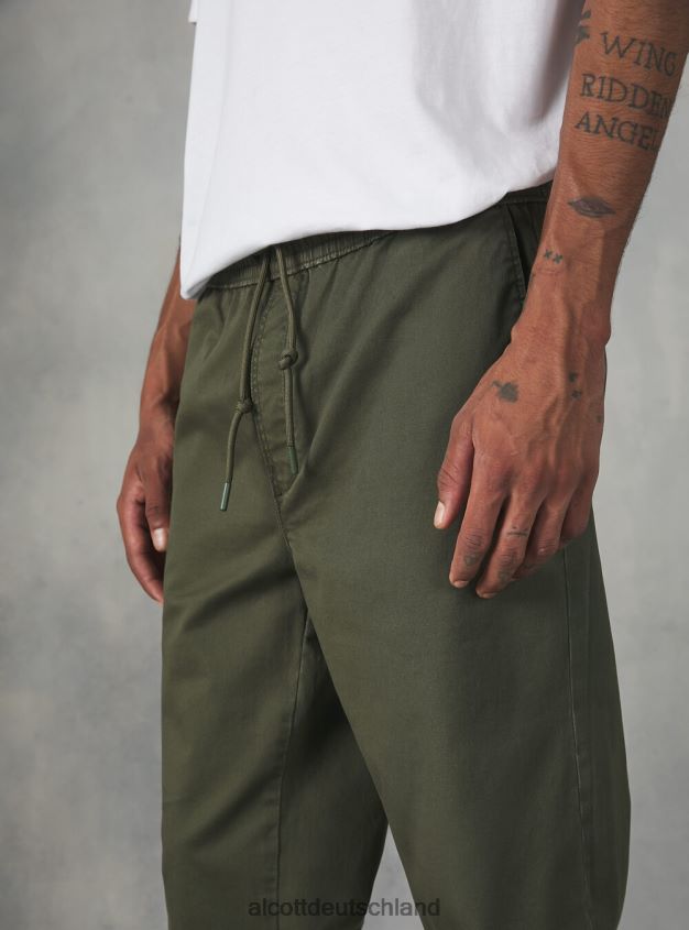 Kleidung de Alcott Männer Jogginghose aus Baumwolle mit elastischem Band und Kordelzug ky2 kaky mittel 88J68R997
