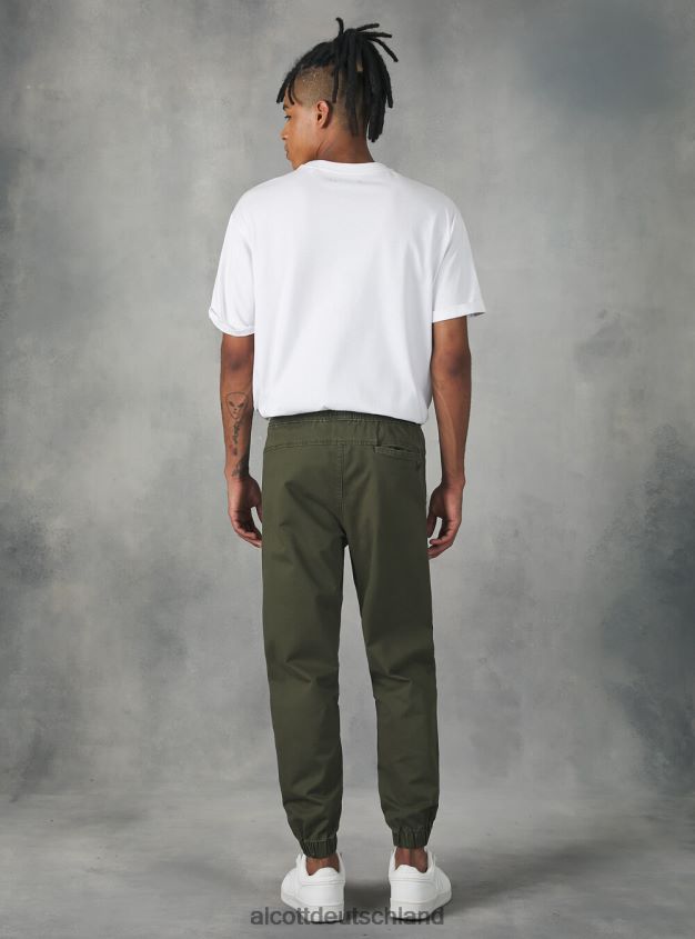 Kleidung de Alcott Männer Jogginghose aus Baumwolle mit elastischem Band und Kordelzug ky2 kaky mittel 88J68R997