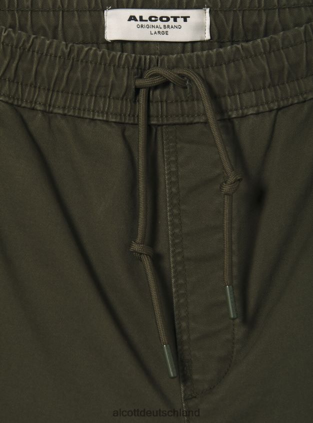 Kleidung de Alcott Männer Jogginghose aus Baumwolle mit elastischem Band und Kordelzug ky2 kaky mittel 88J68R997