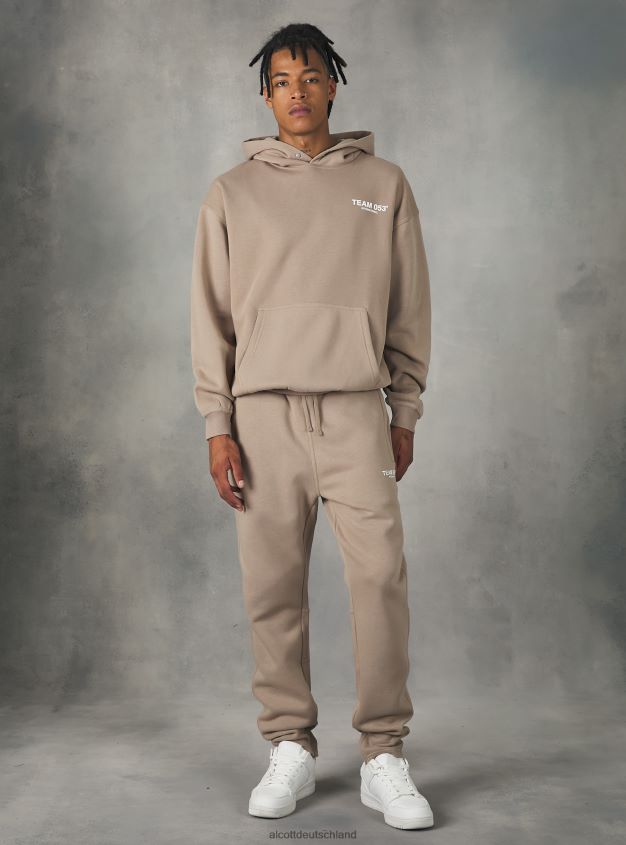 Kleidung de Alcott Männer Jogginghose mit Team 053-Aufdruck bg1 beige dunkel 88J68R1174