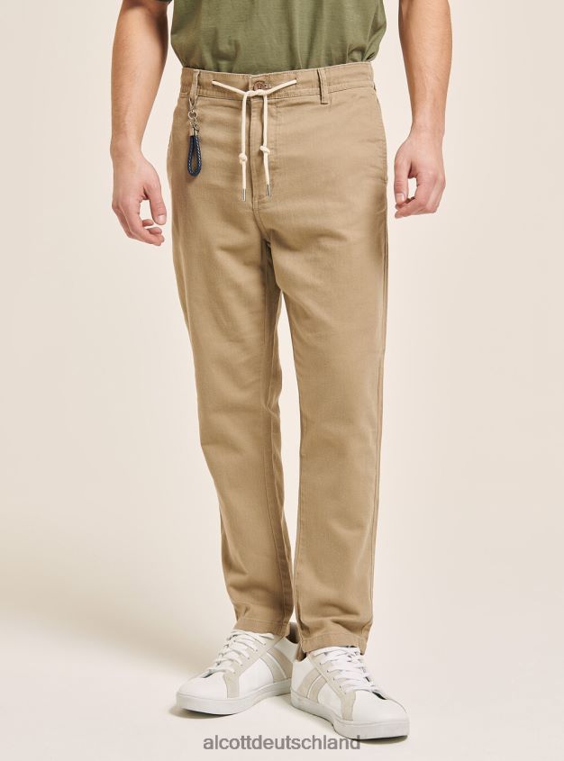 Kleidung de Alcott Männer Schnürhose aus Leinenmischung c017 weiß 88J68R1072