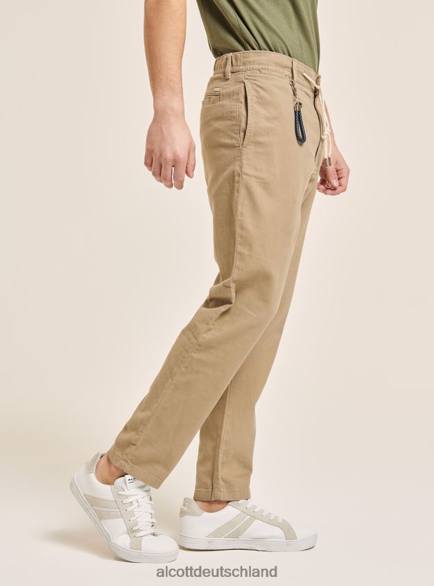 Kleidung de Alcott Männer Schnürhose aus Leinenmischung c017 weiß 88J68R1072