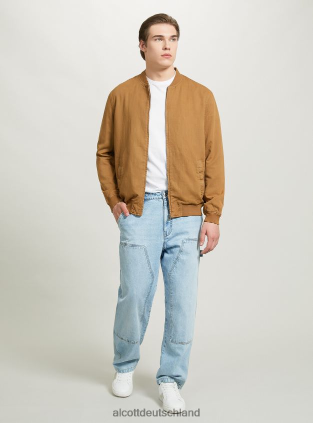 Kleidung de Alcott Männer Bomberjacke aus Leinen Blau 88J68R741