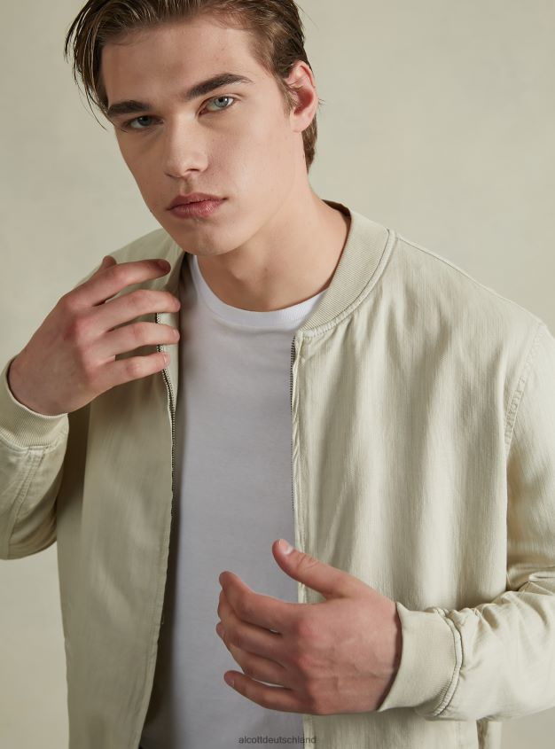 Kleidung de Alcott Männer Bomberjacke aus Leinen Blau 88J68R897