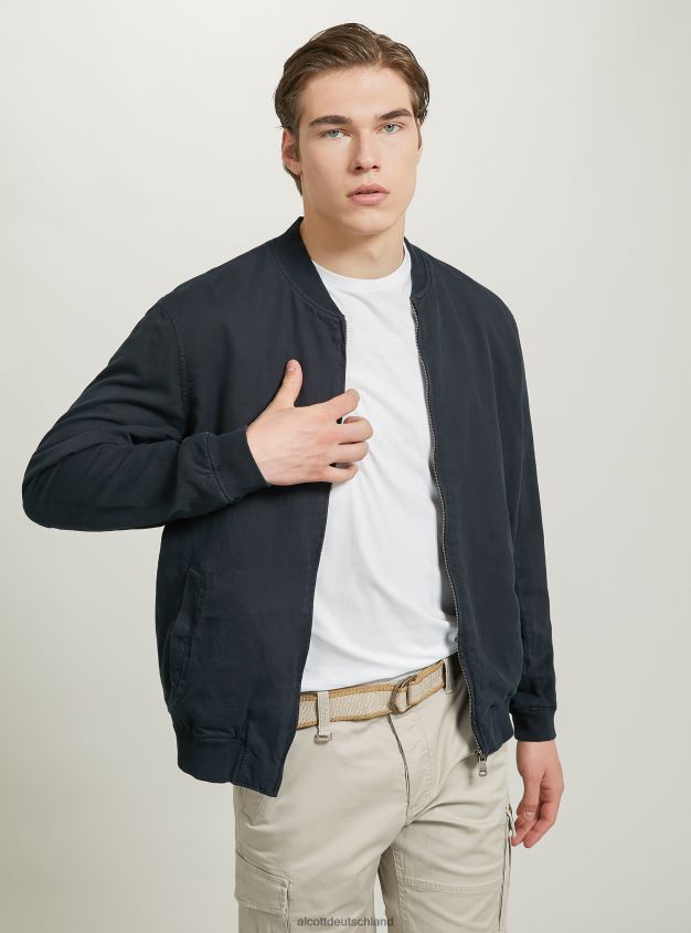 Kleidung de Alcott Männer Bomberjacke aus Leinen Blau 88J68R982