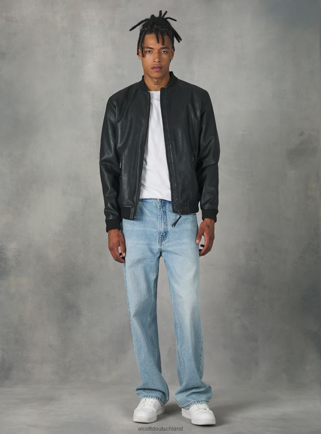 Kleidung de Alcott Männer Bomberjacke in Lederoptik bk1 schwarz 88J68R749