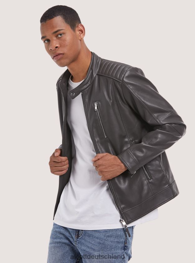 Kleidung de Alcott Männer Jacke aus Öko-Leder mit Reißverschluss Schwarz 88J68R1153