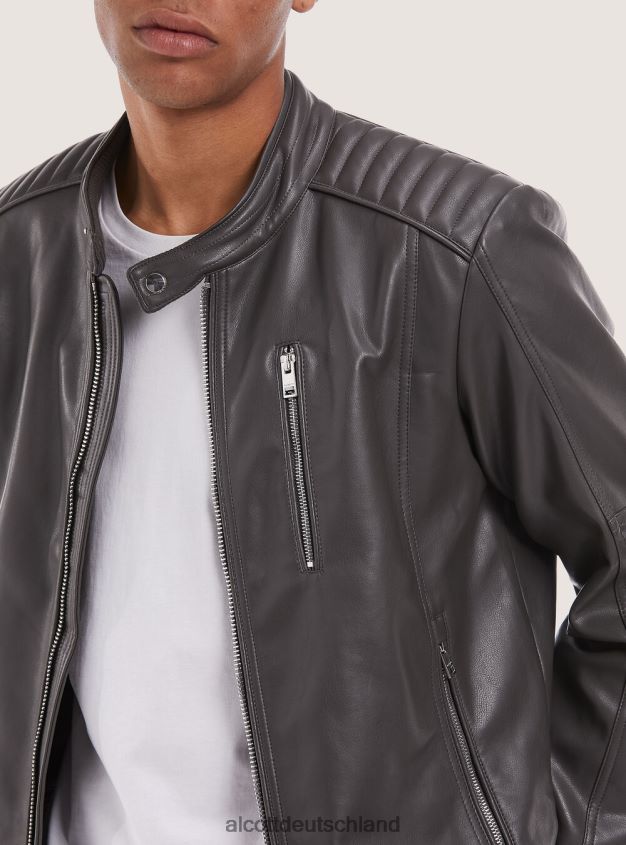 Kleidung de Alcott Männer Jacke aus Öko-Leder mit Reißverschluss Schwarz 88J68R1153