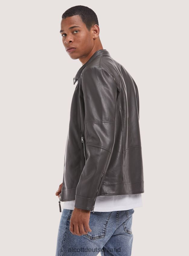 Kleidung de Alcott Männer Jacke aus Öko-Leder mit Reißverschluss Schwarz 88J68R1153