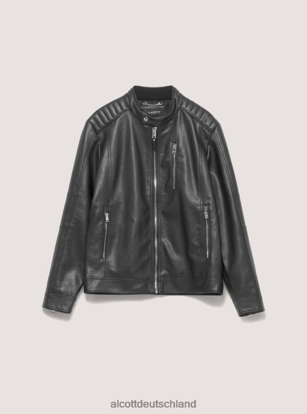 Kleidung de Alcott Männer Jacke aus Öko-Leder mit Reißverschluss Schwarz 88J68R1153