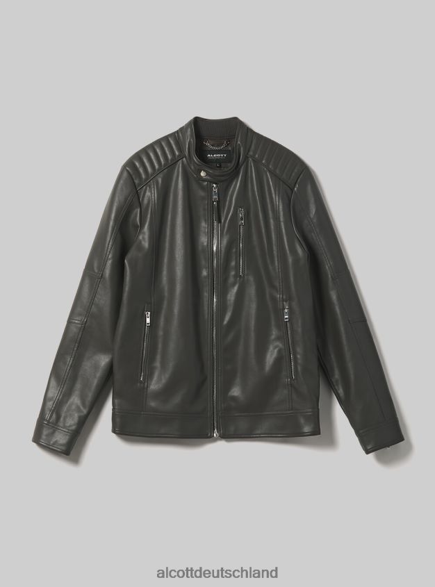 Kleidung de Alcott Männer Jacke aus Öko-Leder mit Reißverschluss Schwarz 88J68R1153