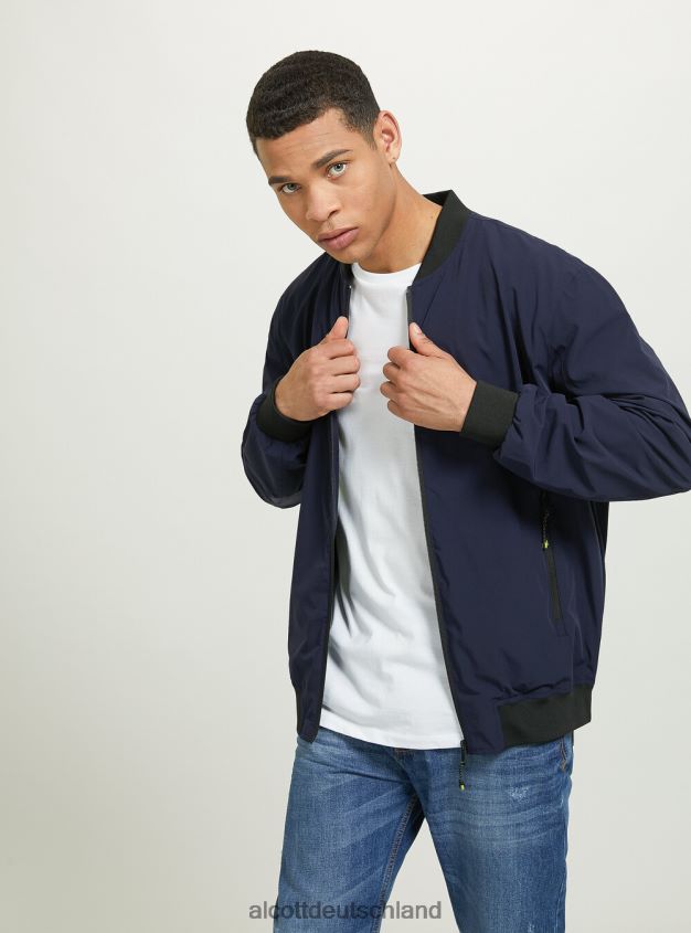 Kleidung de Alcott Männer Jacke mit gerippten Details Schwarz 88J68R896