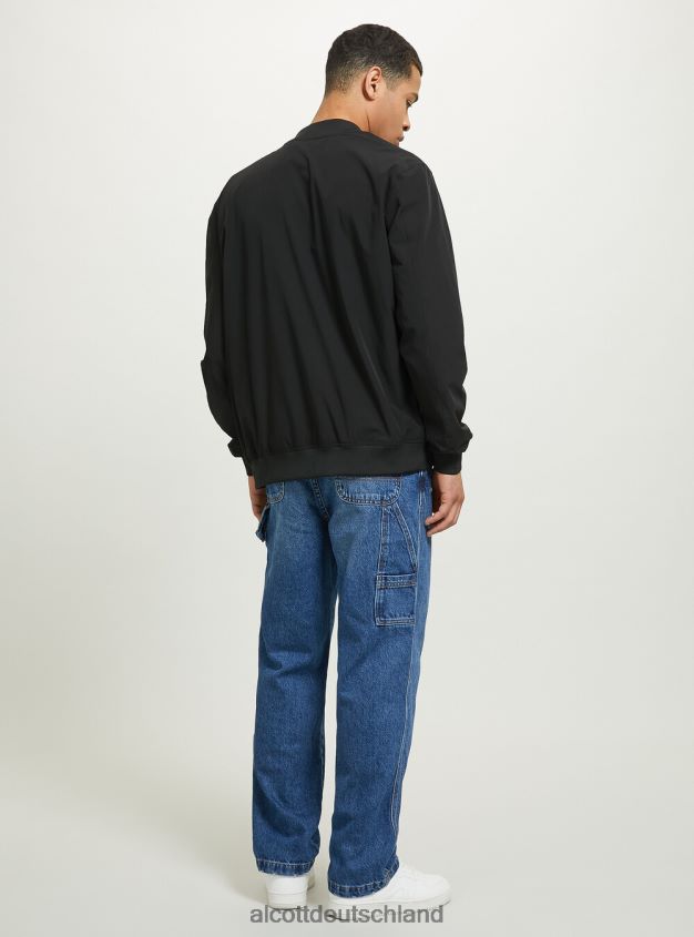 Kleidung de Alcott Männer Jacke mit gerippten Details Schwarz 88J68R915