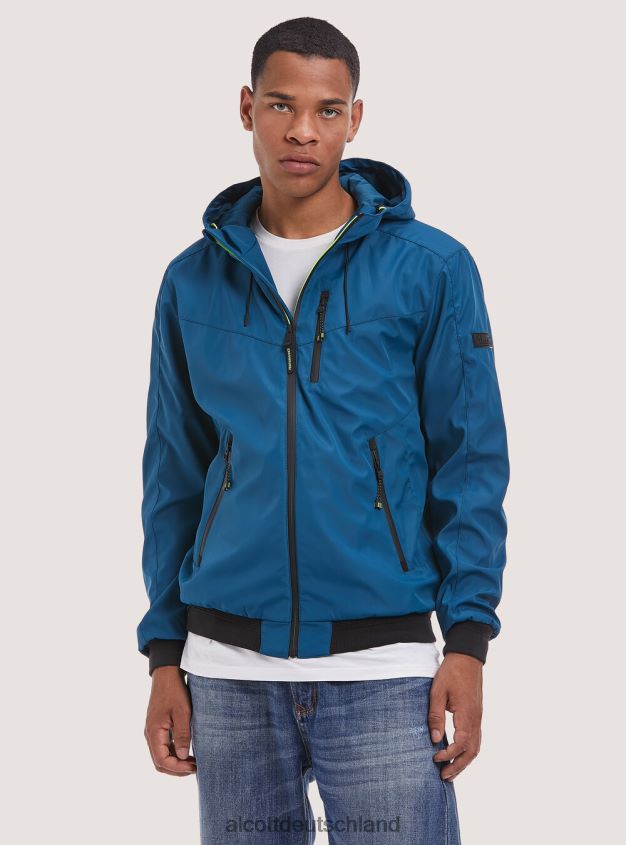 Kleidung de Alcott Männer winddichte Bomberjacke mit Kapuze bk1 schwarz 88J68R783