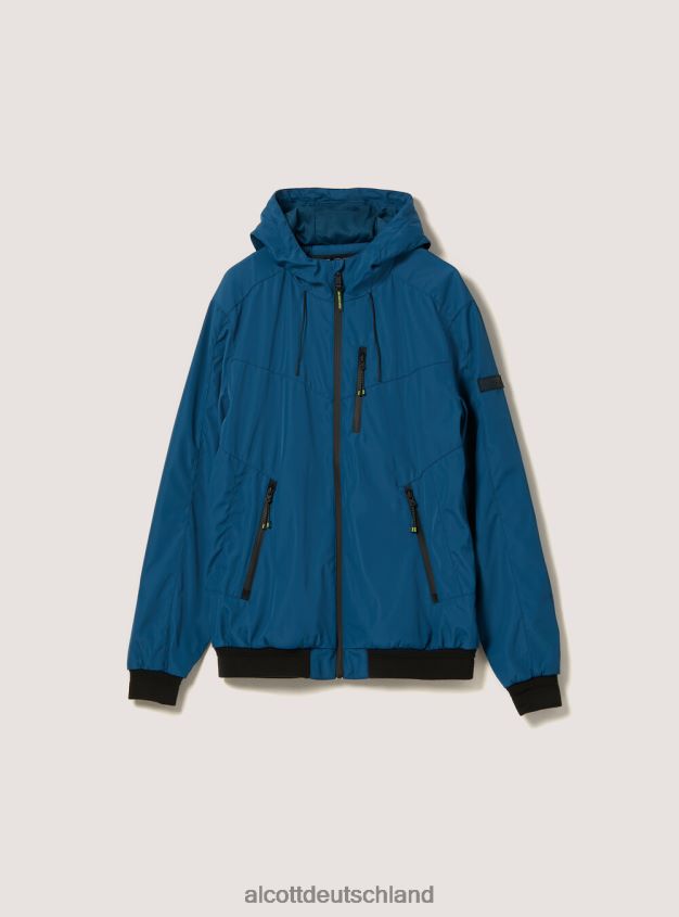 Kleidung de Alcott Männer winddichte Bomberjacke mit Kapuze bk1 schwarz 88J68R783