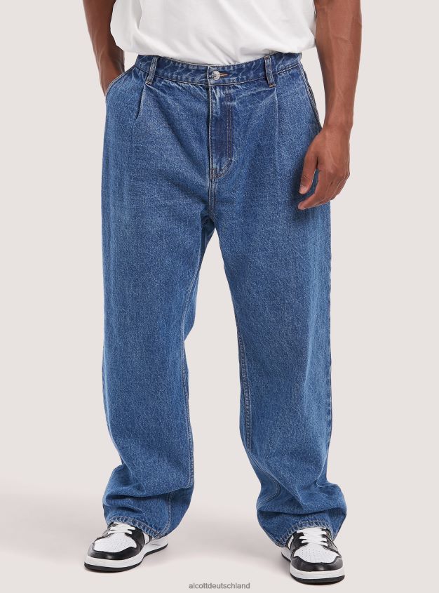 Kleidung de Alcott Männer Jeans mit weitem Bein und Abnähern d004 mittelhellblau 88J68R1045