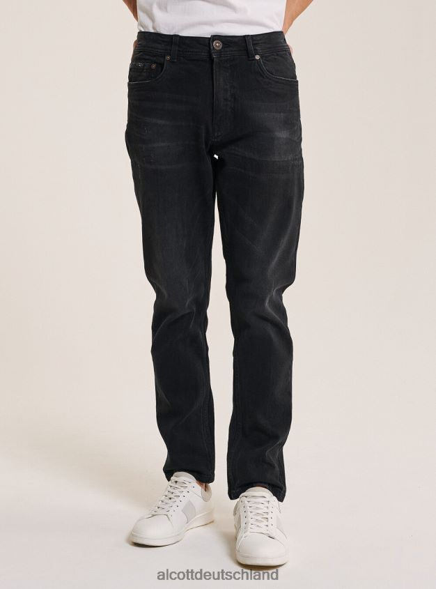 Kleidung de Alcott Männer Slim-Fit-Jeans aus Baumwolle Schwarz 88J68R907