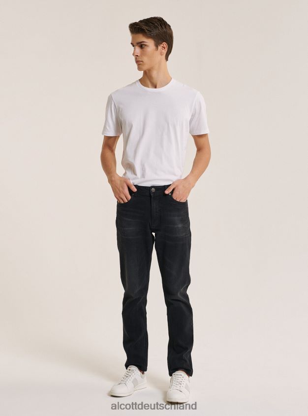 Kleidung de Alcott Männer Slim-Fit-Jeans aus Baumwolle Schwarz 88J68R907