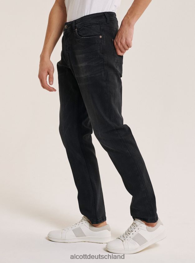 Kleidung de Alcott Männer Slim-Fit-Jeans aus Baumwolle Schwarz 88J68R907