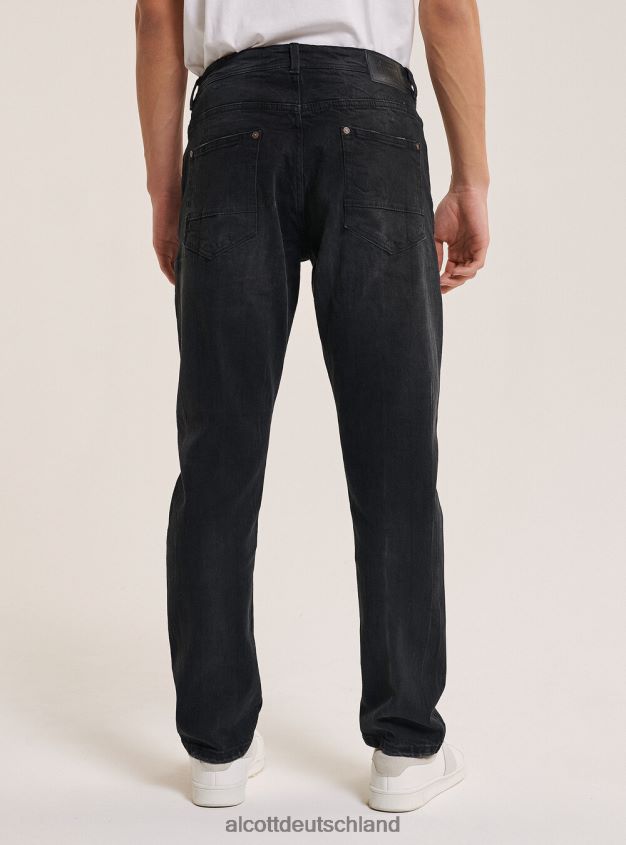Kleidung de Alcott Männer Slim-Fit-Jeans aus Baumwolle Schwarz 88J68R907