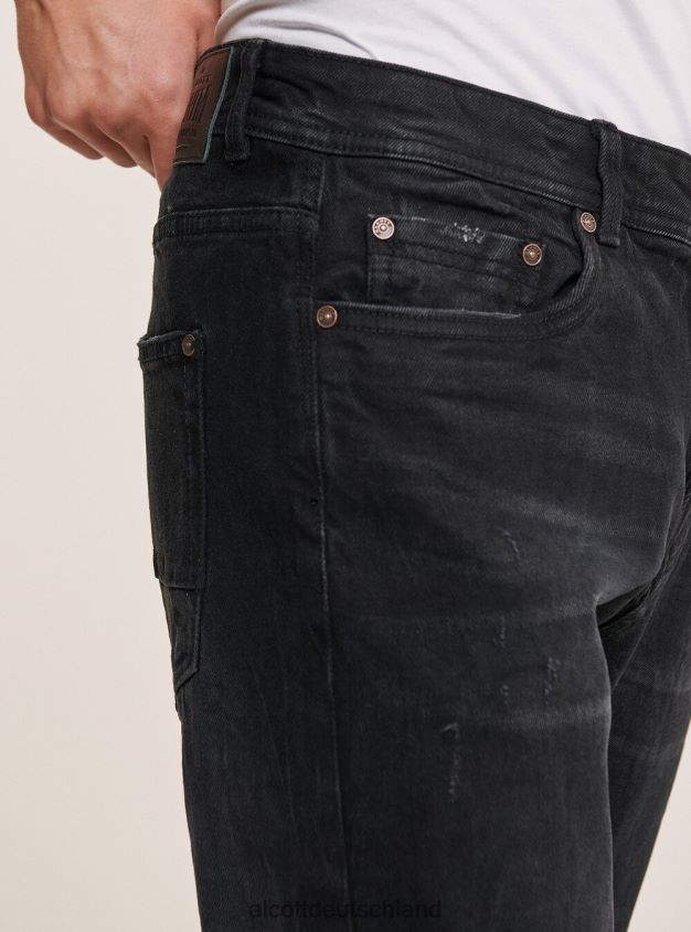 Kleidung de Alcott Männer Slim-Fit-Jeans aus Baumwolle Schwarz 88J68R907