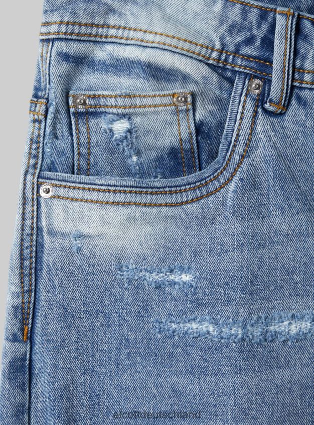 Kleidung de Alcott Männer Slim-Fit-Jeans aus Stretch-Denim mit Rissen d007 helles Azurblau 88J68R678