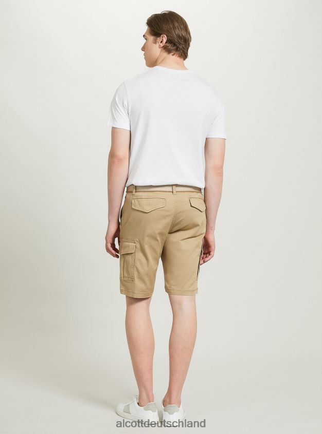 Kleidung de Alcott Männer Cargo-Bermuda aus Baumwolle mit Canvas-Gürtel ky2 kaky mittel 88J68R956