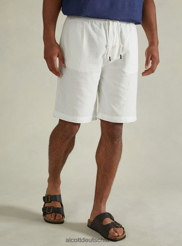 Kleidung de Alcott Männer Leinen-Bermudashorts mit Kordelzug wh2 weiß 88J68R798