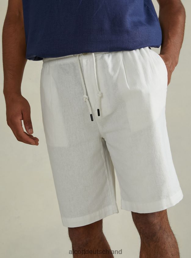 Kleidung de Alcott Männer Leinen-Bermudashorts mit Kordelzug wh2 weiß 88J68R798
