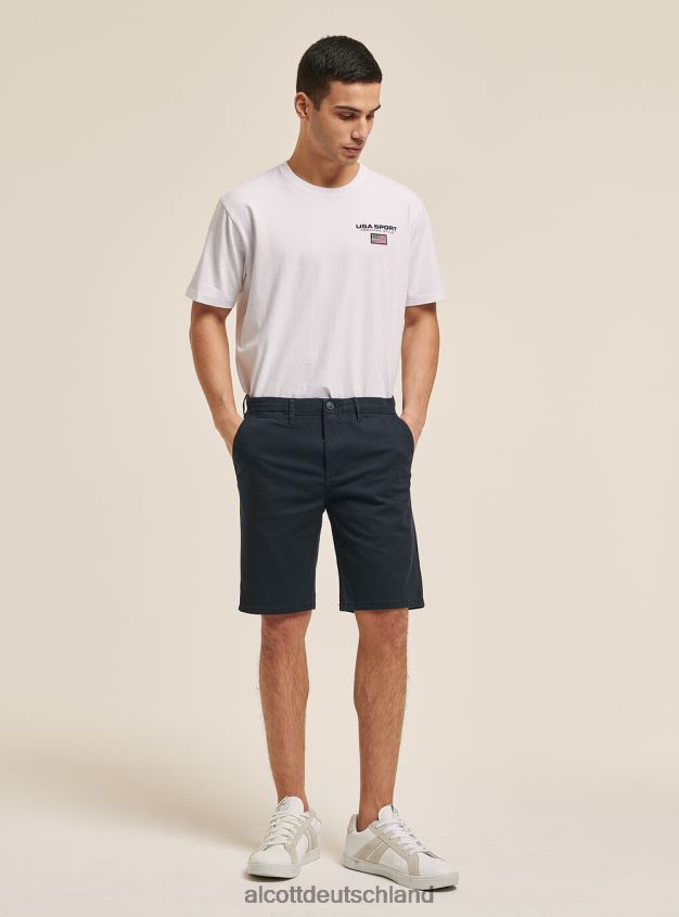 Kleidung de Alcott Männer Schlichte Bermudashorts aus Twill blaue Marine 88J68R606